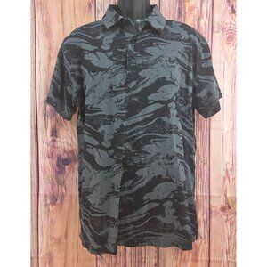 Fabletics Mens Black Camouflage Print Polo Shirt Large